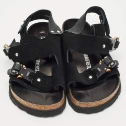 Pre Owned Dior x Birkenstock Black Suede and Nubuck Leather Milano Sandals Size 37