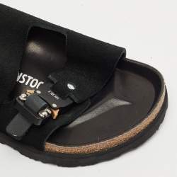 Pre Owned Dior x Birkenstock Black Suede and Nubuck Leather Milano Sandals Size 37