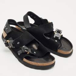 Pre Owned Dior x Birkenstock Black Suede and Nubuck Leather Milano Sandals Size 37