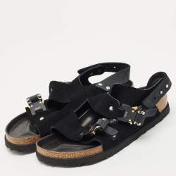 Pre Owned Dior x Birkenstock Black Suede and Nubuck Leather Milano Sandals Size 37