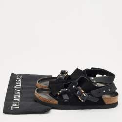 Pre Owned Dior x Birkenstock Black Suede and Nubuck Leather Milano Sandals Size 37