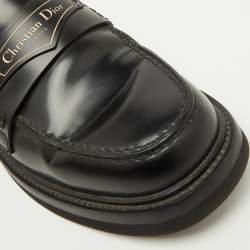 Dior Black Brushed Leather Boy Platform Slip On Loafers Size 37