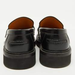 Dior Black Brushed Leather Boy Platform Slip On Loafers Size 37