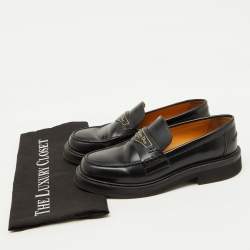 Dior Black Brushed Leather Boy Platform Slip On Loafers Size 37