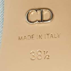 Pre Owned Dior Blue Canvas Crystal Embellished Slingback Pumps Size 38.5