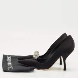 Pre Owned Dior Black Satin Comete Pointed Toe Pumps Size 39         