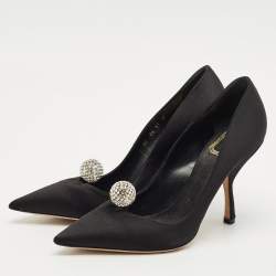 Pre Owned Dior Black Satin Comete Pointed Toe Pumps Size 39         