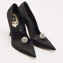 Pre Owned Dior Black Satin Comete Pointed Toe Pumps Size 39         