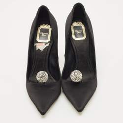 Pre Owned Dior Black Satin Comete Pointed Toe Pumps Size 39         
