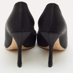 Pre Owned Dior Black Satin Comete Pointed Toe Pumps Size 39         