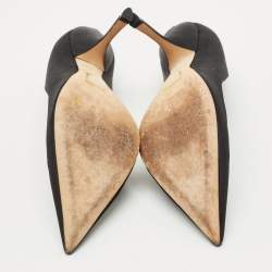 Pre Owned Dior Black Satin Comete Pointed Toe Pumps Size 39         