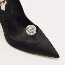 Pre Owned Dior Black Satin Comete Pointed Toe Pumps Size 39         