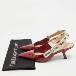 Pre Owned Dior Red Patent Leather J'Adior Slingback Pumps Size 39.5