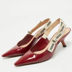 Pre Owned Dior Red Patent Leather J'Adior Slingback Pumps Size 39.5