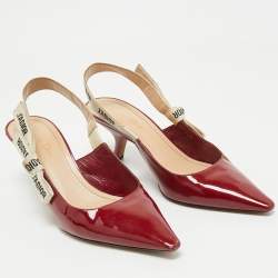 Pre Owned Dior Red Patent Leather J'Adior Slingback Pumps Size 39.5