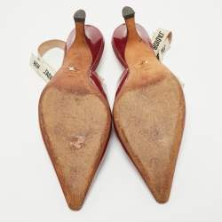 Pre Owned Dior Red Patent Leather J'Adior Slingback Pumps Size 39.5