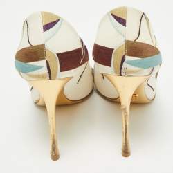 Pre Owned Dior Multicolor Printed Canvas Pointed Toe Pumps Size 39.5