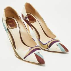 Pre Owned Dior Multicolor Printed Canvas Pointed Toe Pumps Size 39.5