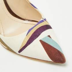 Pre Owned Dior Multicolor Printed Canvas Pointed Toe Pumps Size 39.5