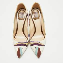 Pre Owned Dior Multicolor Printed Canvas Pointed Toe Pumps Size 39.5