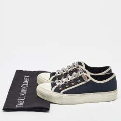 Pre Owned Dior Navy Blue Canvas Walk'n'Dior Low Top Sneakers Size 38