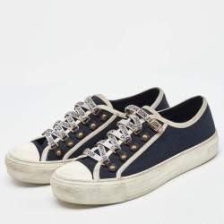 Pre Owned Dior Navy Blue Canvas Walk'n'Dior Low Top Sneakers Size 38