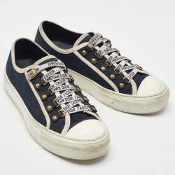 Pre Owned Dior Navy Blue Canvas Walk'n'Dior Low Top Sneakers Size 38