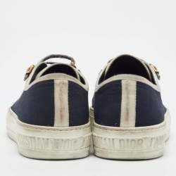 Pre Owned Dior Navy Blue Canvas Walk'n'Dior Low Top Sneakers Size 38