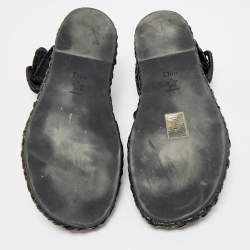 Pre Owned Dior Black Woven Raffia Dioriviera Dior Ocean Flat Thong Sandals 39.5