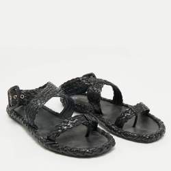 Pre Owned Dior Black Woven Raffia Dioriviera Dior Ocean Flat Thong Sandals 39.5