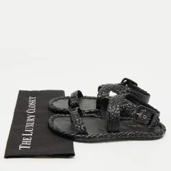 Pre Owned Dior Black Woven Raffia Dioriviera Dior Ocean Flat Thong Sandals 39.5