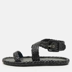 Dior Black Woven Raffia Dioriviera Dior Ocean Flat Thong Sandals 39.5