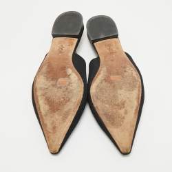 Pre Owned Dior Black Technical Fabric J'Adior Pointed Toe Flat Slingback Sandals Size 40