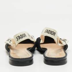 Pre Owned Dior Black Technical Fabric J'Adior Pointed Toe Flat Slingback Sandals Size 40