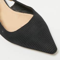 Pre Owned Dior Black Technical Fabric J'Adior Pointed Toe Flat Slingback Sandals Size 40