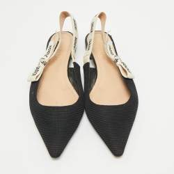 Pre Owned Dior Black Technical Fabric J'Adior Pointed Toe Flat Slingback Sandals Size 40