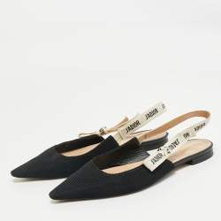 Pre Owned Dior Black Technical Fabric J'Adior Pointed Toe Flat Slingback Sandals Size 40