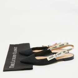 Pre Owned Dior Black Technical Fabric J'Adior Pointed Toe Flat Slingback Sandals Size 40