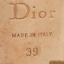 Pre Owned Dior Silver Leather Logo Slingback Sandals Size 39