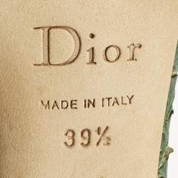 Pre Owned Dior Green Python Embossed Leather Ankle Strap Sandals Size 39.5