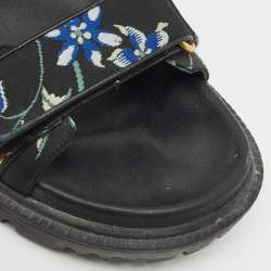 Pre Owned Dior Black Floral Print Fabric DiorAct Sandals Size 38