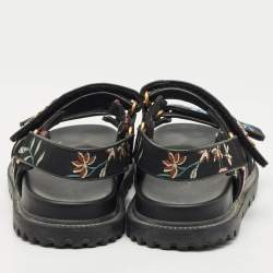 Pre Owned Dior Black Floral Print Fabric DiorAct Sandals Size 38