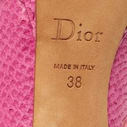 Pre Owned Dior Pink Python CD Buckle Peep Toe Pumps Size 38