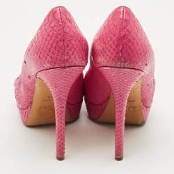 Pre Owned Dior Pink Python CD Buckle Peep Toe Pumps Size 38