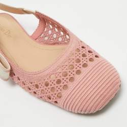 Pre Owned Dior Pink Fabric Moi Slingback Flat Sandals Size 39