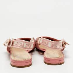 Pre Owned Dior Pink Fabric Moi Slingback Flat Sandals Size 39
