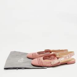 Pre Owned Dior Pink Fabric Moi Slingback Flat Sandals Size 39