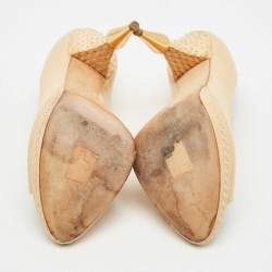 مملوكة مسبقًا حذاء كعب عال ديور جلد كريمي مزين رافيا مقدمة مفتوحة مقاس 40.5