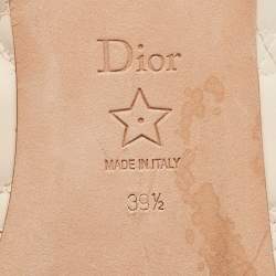 Pre Owned Dior Light Peach Cannage Leather Pearl Bow Ballet Flats Size 39.5