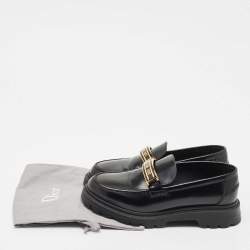 Pre Owned Dior Black Leather Platform Slip On Loafers Size 37.5